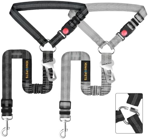 Dog Seat Belt, Durability Retractable Dog Car Harness Adjustable Dog Seat Belt by MingXpets