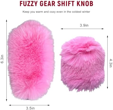 2PCS Fluffy Car Gear Shift Knob Cover & Handbrake Cover, Furry Auto Hand Brake - Image 2