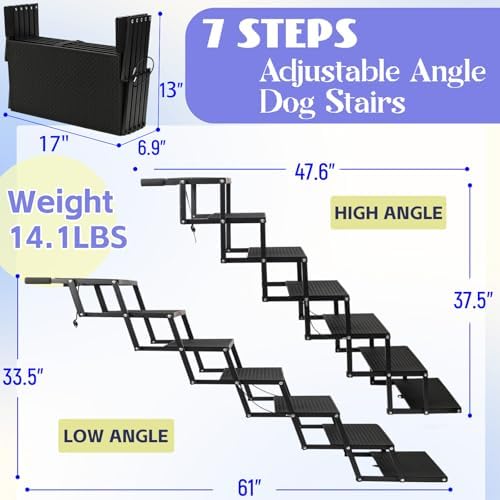 Dog Steps for Car and Truck, 37.5" H Foldable Dog Stairs for Large Dogs - Image 2