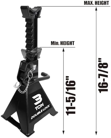 Torin AT43005AB Steel Heavy Duty Jack Stands: Double Locking Pins, 3 Ton - Image 2