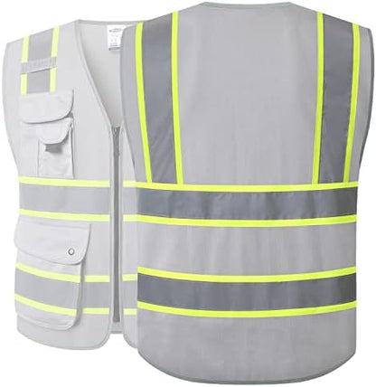 JKSafety Safety Vest for Men Women Reflective Hi Vis JK901 Grey 5XL - Image 2