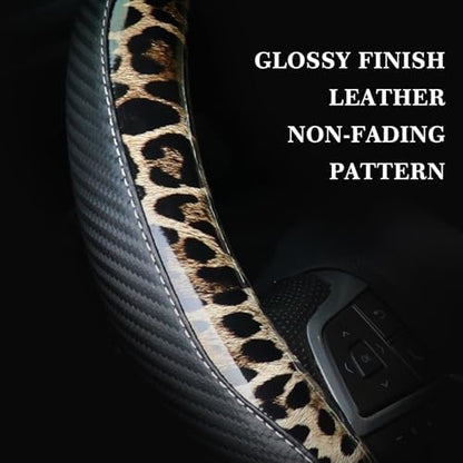 KAFEEK Khaki Leopard Print Steering Wheel Cover - Image 4