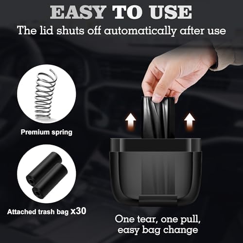 1 Pack Car Trash Can with Lid, Built-in Storage Garbage Bag - Image 5