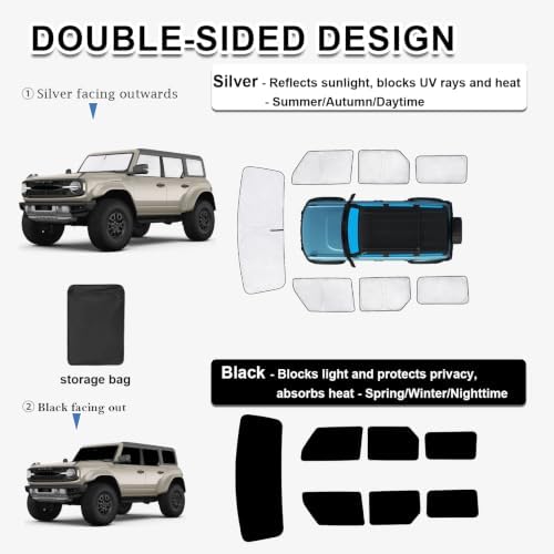 KMF Thicken Sun Shades for Ford Bronco 4Door 2021-2026 - Image 5