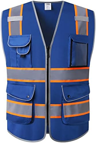 JKSafety Safety Vest for Men Women Reflective Hi Vis JK901 Blue M by JKSafety
