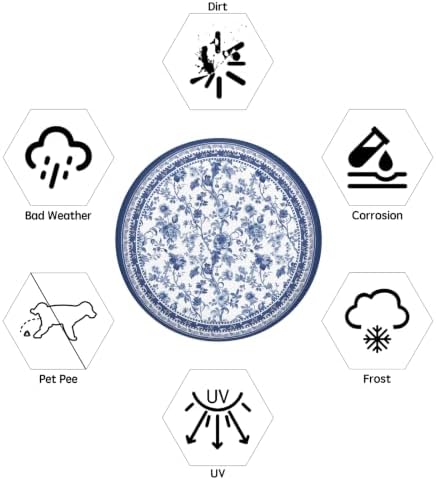 Blue Floral Spare Tire Cover Chinoiserie Wheel Protectors Cover 17 Inch - Image 5