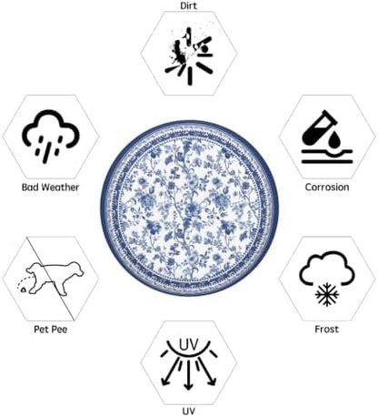 Blue Floral Spare Tire Cover Chinoiserie Wheel Protectors Cover 17 Inch - Image 5