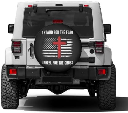 I Stand for The Flag, Kneel for The Cross Spare Tire Cover Dust-Proof Wheel - Image 2