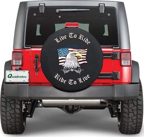 Quadratec Spare Tire Cover, Live to Ride American Flag Patriotic by Quadratec