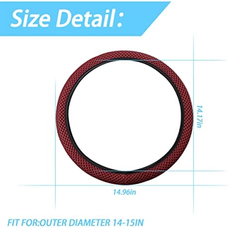 Moly Magnolia 15 Inch Steering Wheel Cover, Microfiber Ice Silk, Wine Red - Image 2