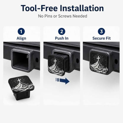 Hitch Cover Receiver Tube Hitch Plug Christian Cross, Tool-Free Install Tow - Image 7