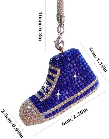 Bling Sneaker Shoe Sparkly Car Hanging Ornament, Cute Crystal Rear View Mirror - Image 2