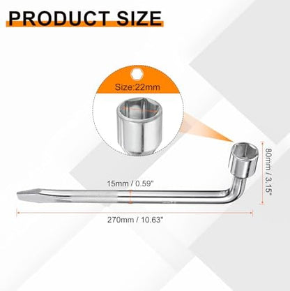 HARFINGTON Car Spare Tire Lug Wrench 22mm Carbon Steel l Type Slotted End - Image 2