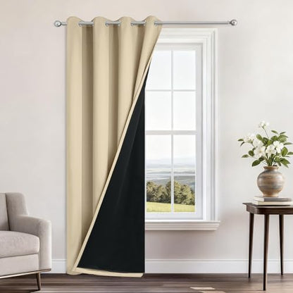 Yakamok Beige Blackout Curtains 84 Inches Long by Yakamok