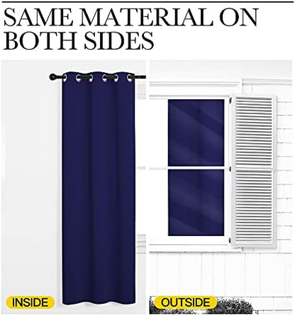 NICETOWN Blackout Curtains for Living Room 2 Panels 55" x 102" Navy Blue - Image 5