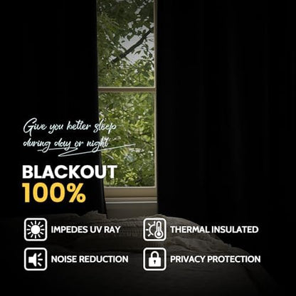 Yakamok Grey 100% Blackout Curtain Panels 84 inches, 2 Panels - Image 6