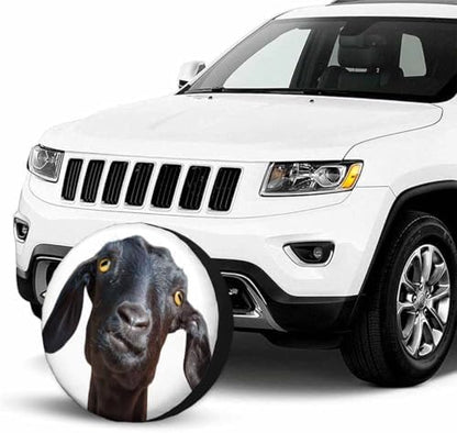 Black Goat Spare Tire Cover Cute Funny Goat Portrait - Image 3