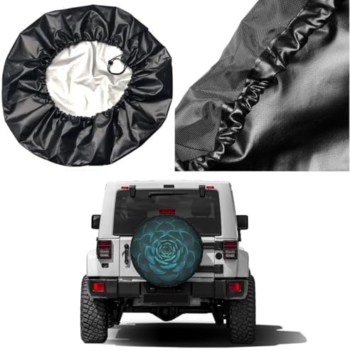 Delerain Spare Tire Cover Teal Cactus Wheel Covers Waterproof Dust-Proof UV Sun - Image 5