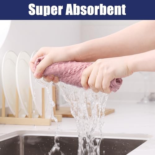 Homaxy Microfiber Waffle Weave Kitchen Towels, 4 Pack - Image 3