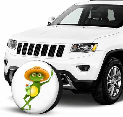 Green Frog Spare Tire Cover Wear Sombrero and Drink a Cocktail Summer Beach - Image 7