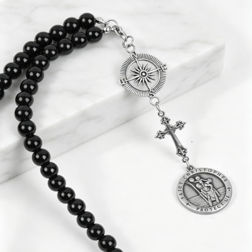 St. Christopher & Guardian Angel Car Rearview Mirror Charm, Car Rosary Keychain - Image 5