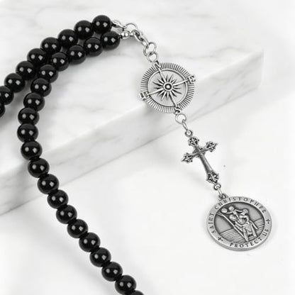 St. Christopher & Guardian Angel Car Rearview Mirror Charm, Car Rosary Keychain - Image 5