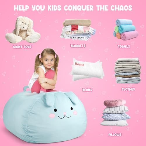 GAGAKU Stuffed Animal Bean Bag Cover Toy Storage, 24 Inches Kids BeanBag - Image 5