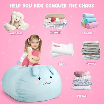 GAGAKU Stuffed Animal Bean Bag Cover Toy Storage, 24 Inches Kids BeanBag - Image 5