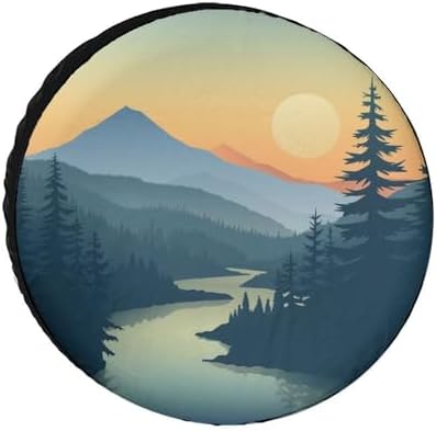 Camping Spare Tire Cover 17 Inch Mountain Adventure Camping Wheel Protectors by HighonHi