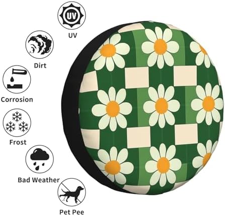 Retro Groovy Daisy Flower Spare Tire Cover Wheel Protectors - Image 5