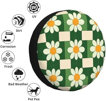 Retro Groovy Daisy Flower Spare Tire Cover Wheel Protectors - Image 5