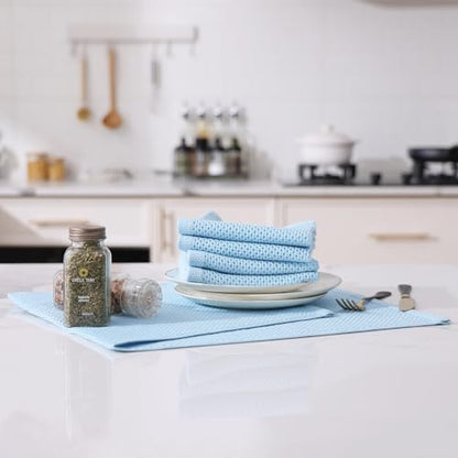 Kitinjoy 100% Cotton Waffle 4-Pack Kitchen Towels, Sky Blue - Image 5