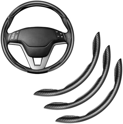 3pcs Carbon Fiber Anti-Skid Steering Wheel Cover, Waterproof & Segmented by Amiss