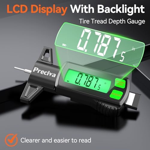 Preciva Rechargeable Tire Tread Depth Gauge, Touch Screen Digital Tire Depth - Image 2