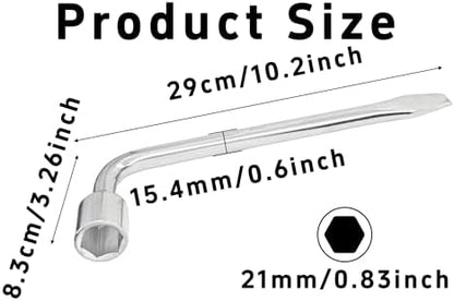 21mm Car Spare Tire Lug Wrench, Heavy Duty L-Type 45# Steel Repair Tool - Image 2