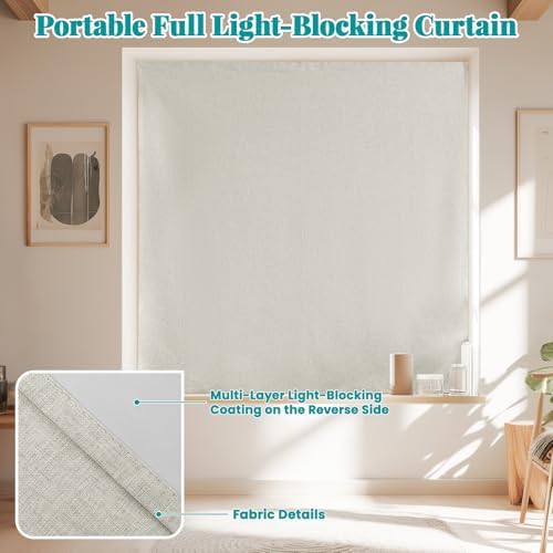 100% Blackout Self Adhesive Curtains, Fabric Temporary Window Coverings Easy to - Image 6