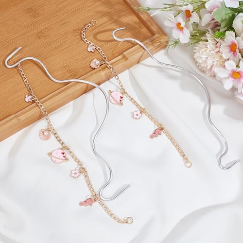 2pcs Car Hanging Ornaments Cute Alloy Planet Flower Pendants - Image 4