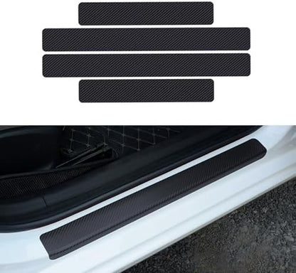 Car Door Sill Protector, 4D Carbon Fiber Flexible Flame Retardant PVC Rubber by Unknown