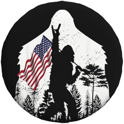 Spare Tire Cover with Camping Bigfoot American Flag Pattern 16inch by Unknown