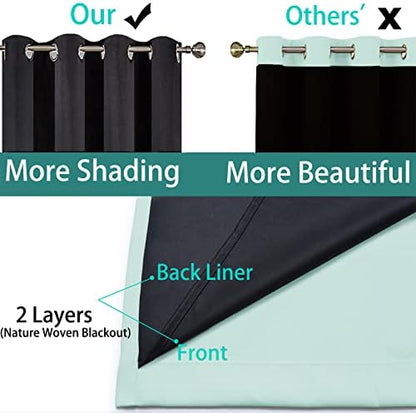 Yakamok Full Blackout Curtains 84 Inches Long, 2 Thick Layers Grommet Top - Image 5