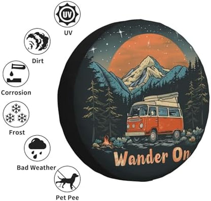 Spare Tire Cover Happy Campers Wheel Tire Cover Waterproof Sun Protection - Image 5