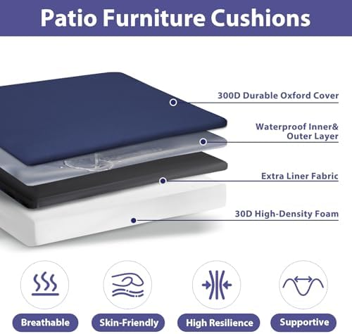 IPYNBAP Outdoor Chair Cushions Set of 4 -Waterproof Outdoor Seat Cushions - Image 2