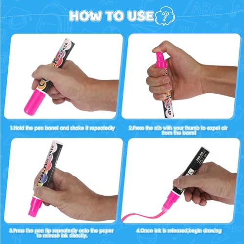 4PCS Pink Jumbo Liquid Chalk Markers Erasable 10mm Reversible Tip - Image 4