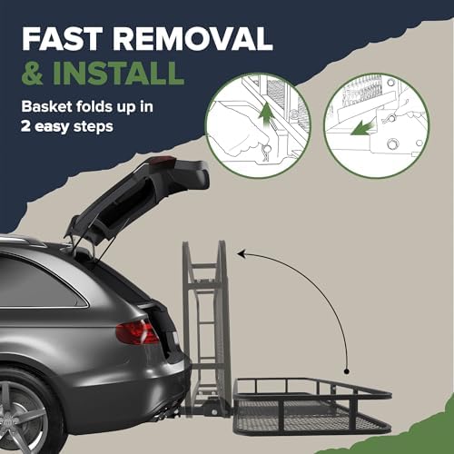 ARKSEN 60" x 23" x 5.5" Folding Hitch Cargo Carrier w/Bag, 2 Straps&Net - Image 5