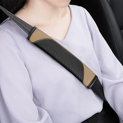 AUCELI 2PCS Carbon Fiber Car Seat Belt Cover, Breathable Leather - Image 6