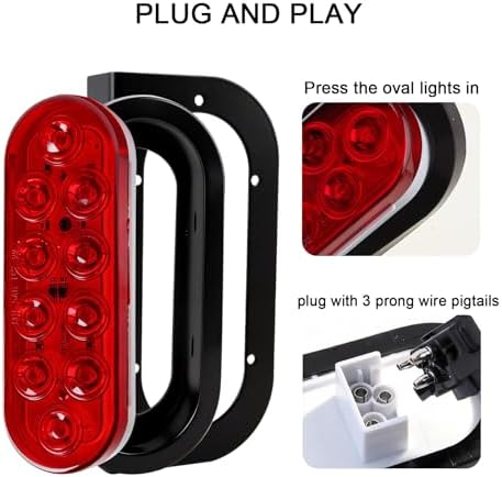 Partswcgg 6" Inch Oval Led Trailer Hitch Cargo Carrier Tail Lights Kit - Image 3