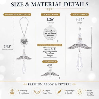Guardian Angel Car Charm for Rear View Mirror, Crystal Angel Suncatcher Hanging - Image 6