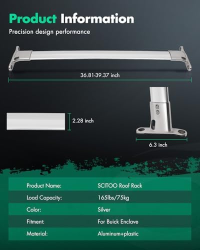 SCITOO Roof Rack crossbars Fit for Buick Enclave 2009-2016, Cargo Carrier Kayak - Image 2