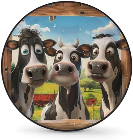 Spare Tire Cover for RV Trailer, Funny Cows Waterproof Sun Leather Wheel Cover by cfpolar