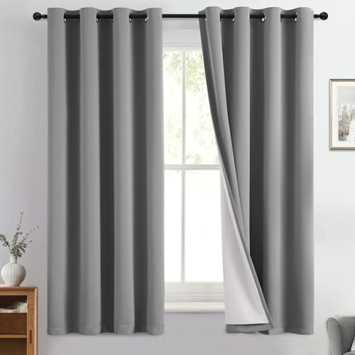 Yakamok Dove Grey 100% Blackout Curtains 63 Inches Long 50" Wide 2 Panel by Yakamok